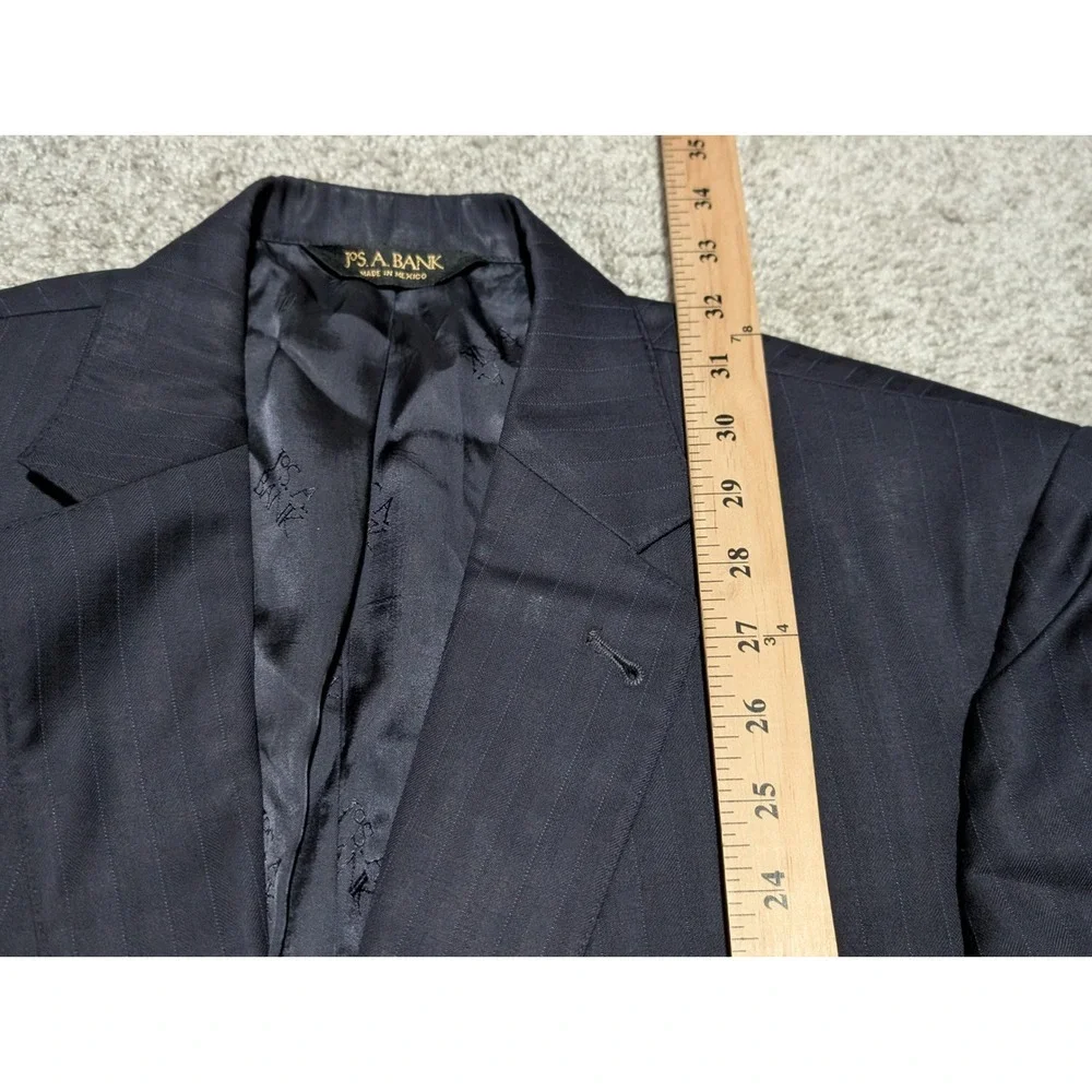 Jos. A. Bank Suit Jacket Mens 42R Navy Pinstripe 100% Wool 2Button Blazer Office